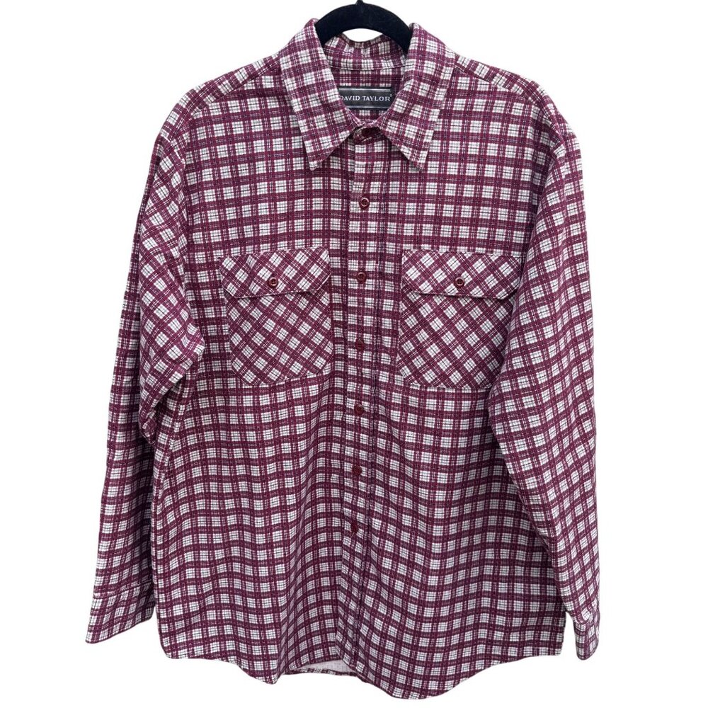 David Taylor Vintage Plaid Flannel Grunge Cabin Lumberjack Workwear Shirt Mens L